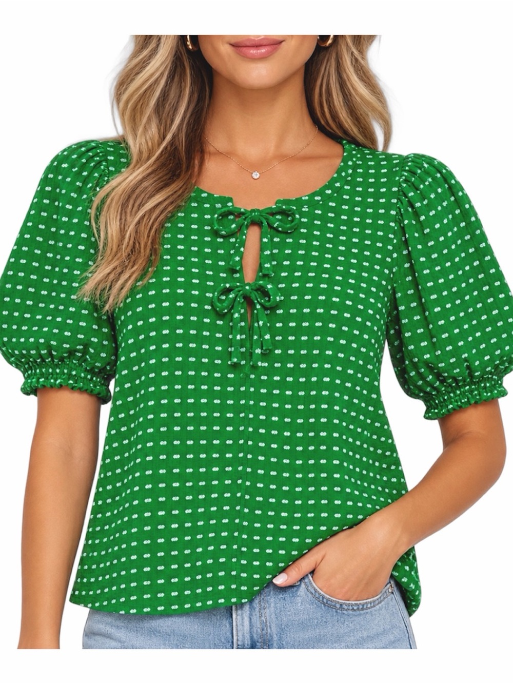 Kate Spade New York x Target Textured Polka Dot Puff Short Sleeve Blouse XS